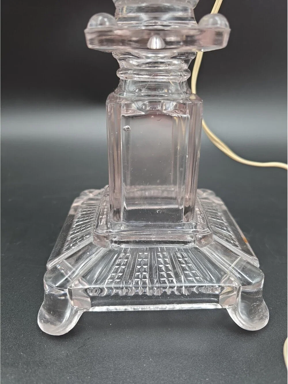 Electrified Ripley & Adams Co Kerosene or Oil Glass Square Lamp Slight Purple